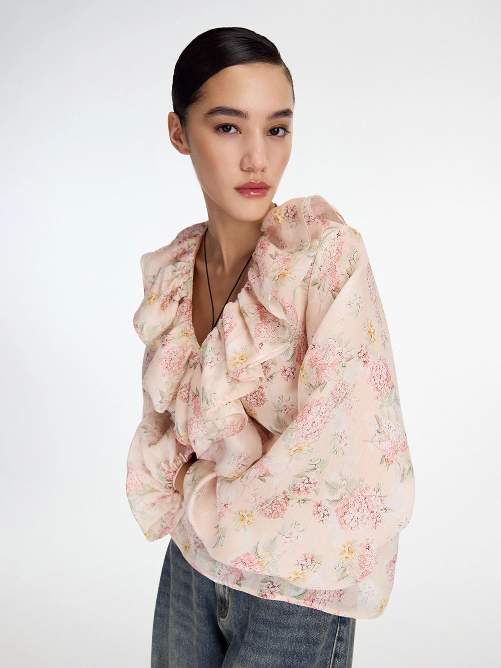 картинка блузка с оборкой из тенсела от магазина truered.ru (ex-SOLO·U)