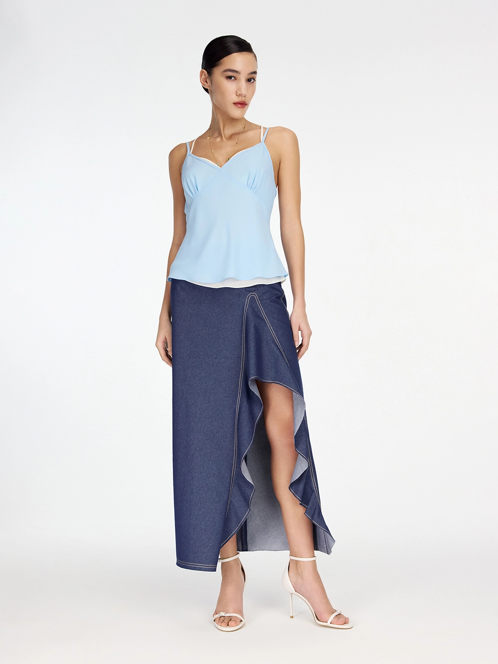 картинка юбка из денима со съёмным цветком от магазина truered.ru (ex-SOLO·U)